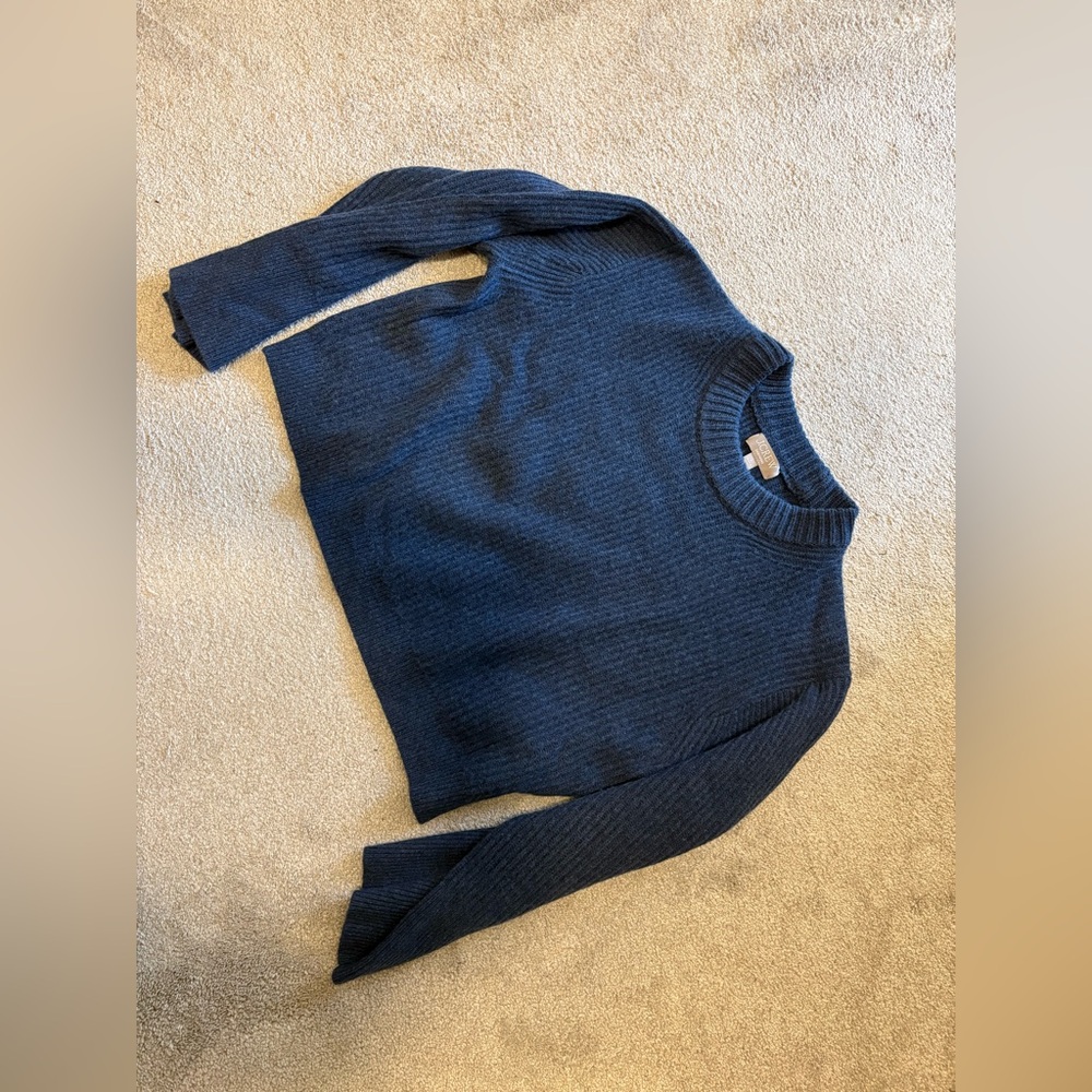 J. Crew Ribbed cashmere cropped crewneck sweater, Large - Picture 2 of 7